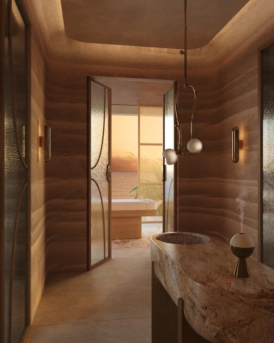 Timber-lined dressing room