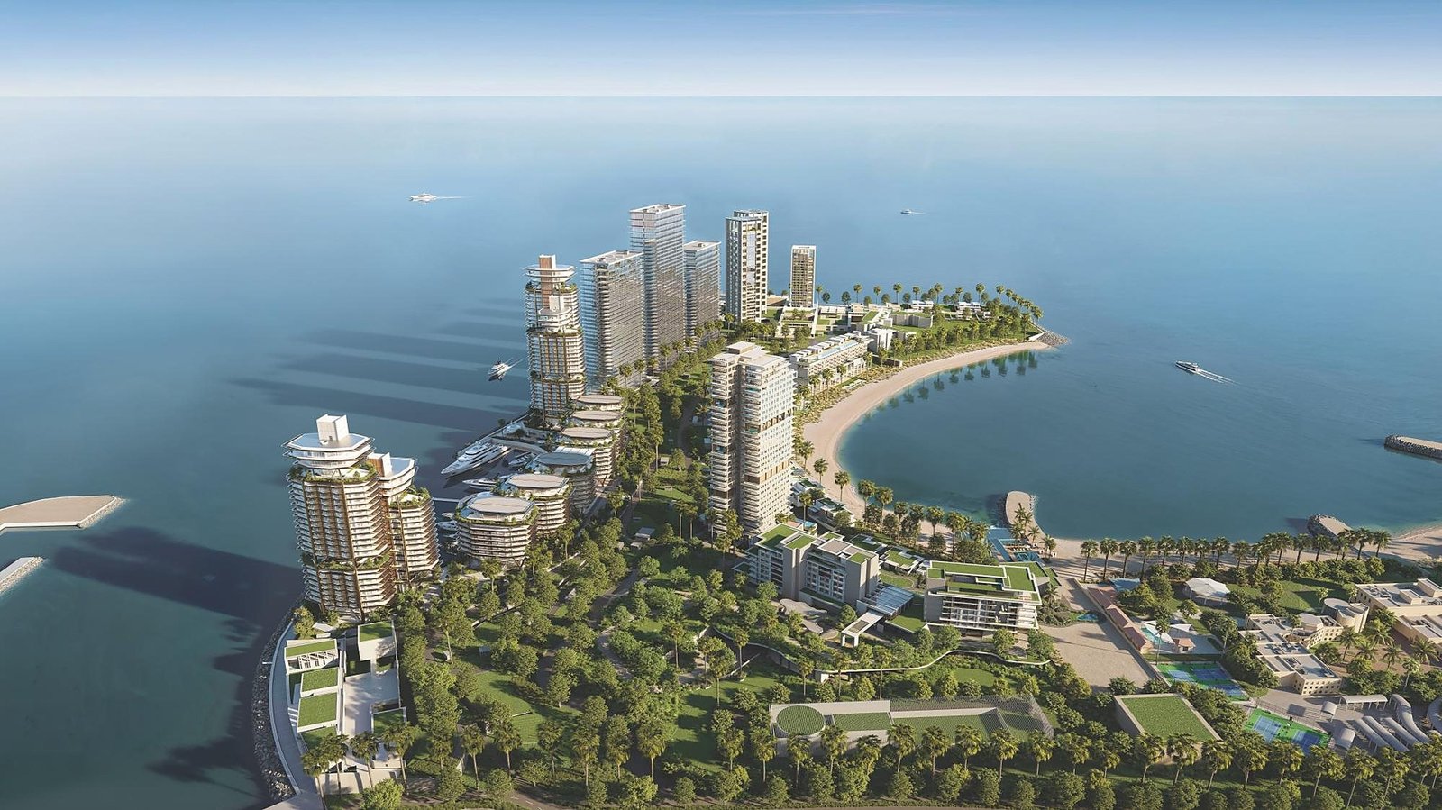 Dubai Peninsula masterplan showing Rosewood Residences, Rosewood Hotel and Rosewood Residential Villas